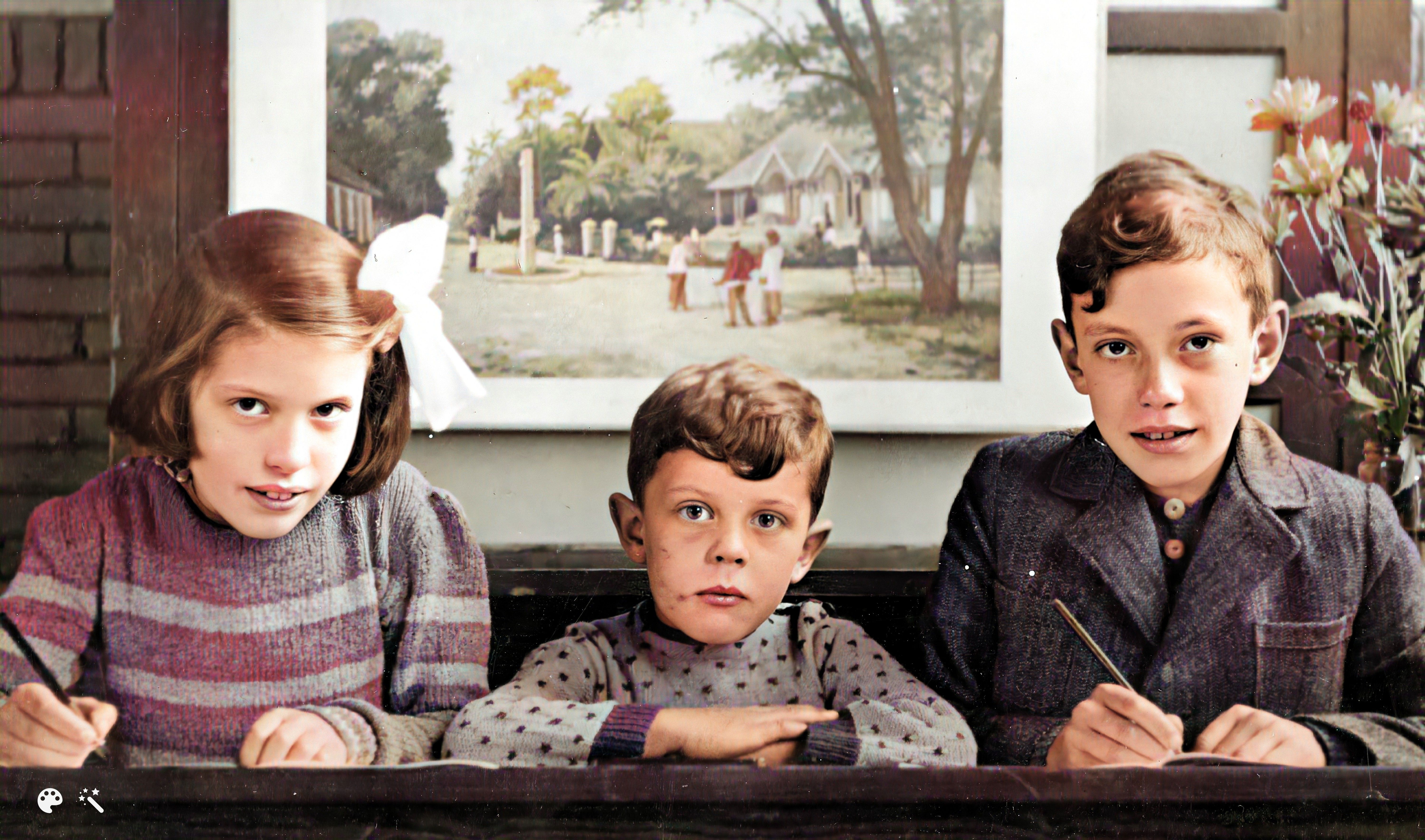 De kinderen Hugenholtz: Margreth (1934-2022). Albert (1937-2022) en Hans (1932-2018).