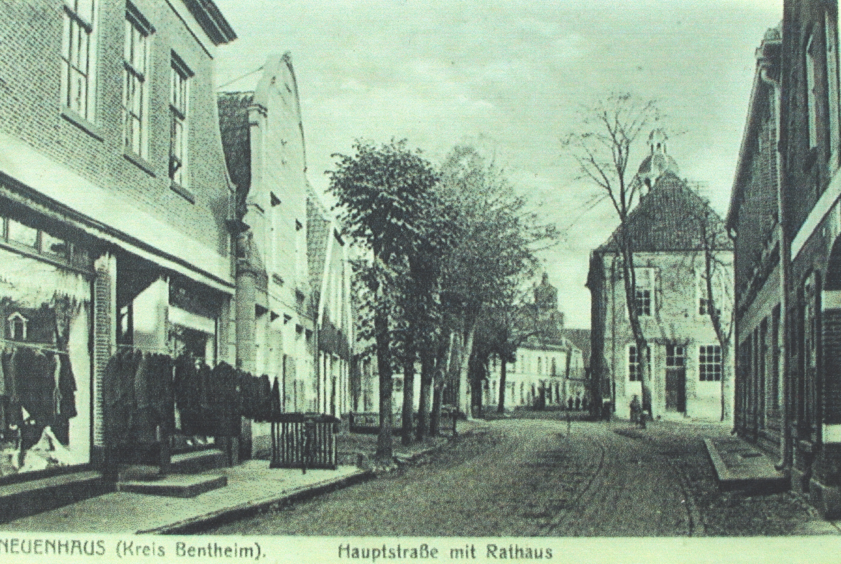 Das Pfarrhaus in Neuenhaus wurde später zu einem Bekleidungsgeschäft umgebaut.